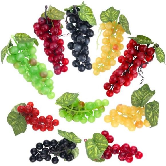 10 Pack Artificial Grapes Fake Grapes Grape Clusters Decorative Fruit Bunches - Picture 1 of 12